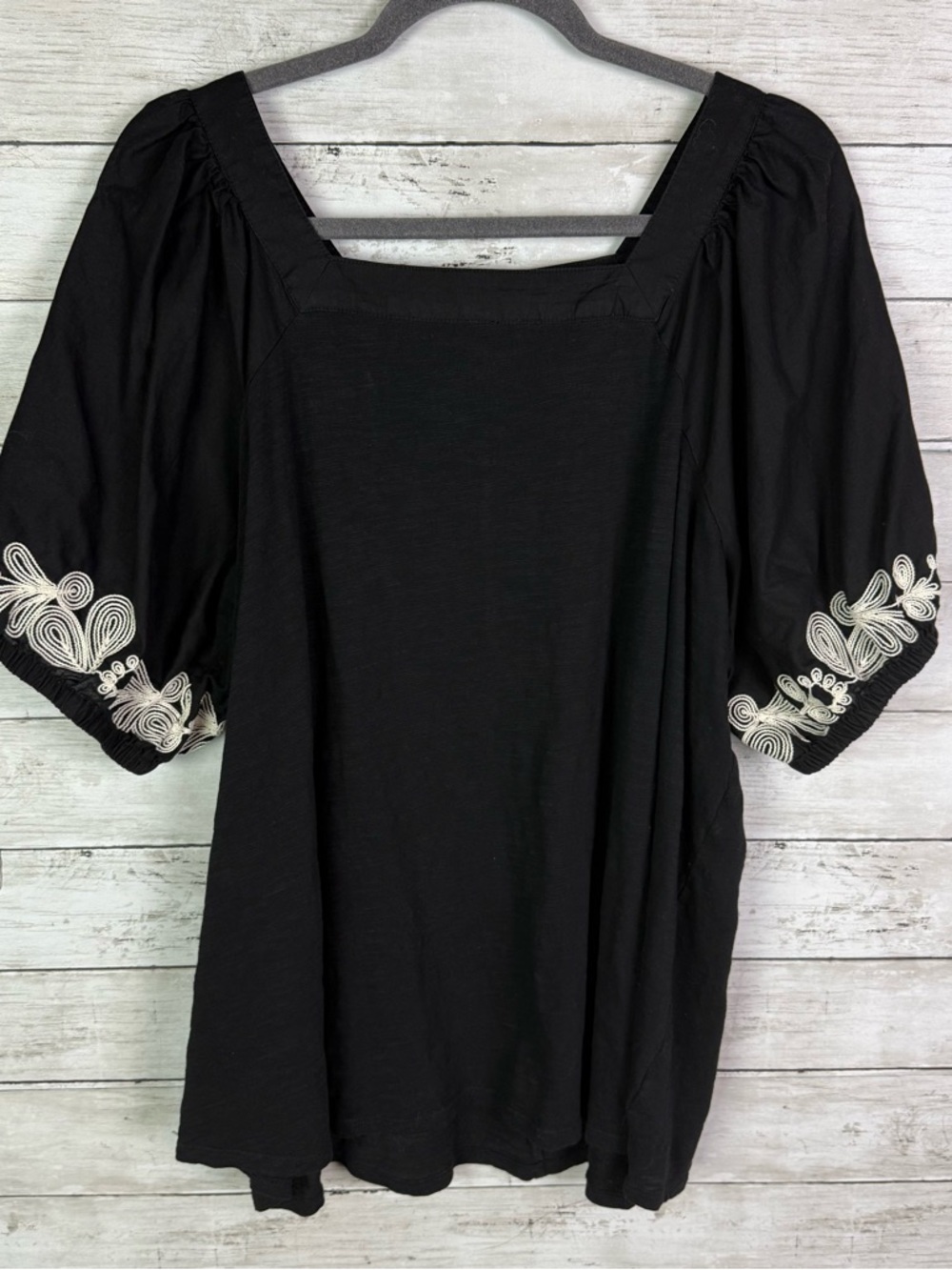 Lane Bryant Embroidered Puff Sleeve Square Neck Top Size 14/16